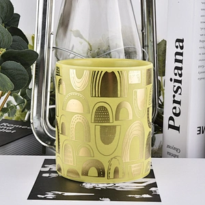 In bulk tealight golden printing ceramic candle jars 6oz 8oz