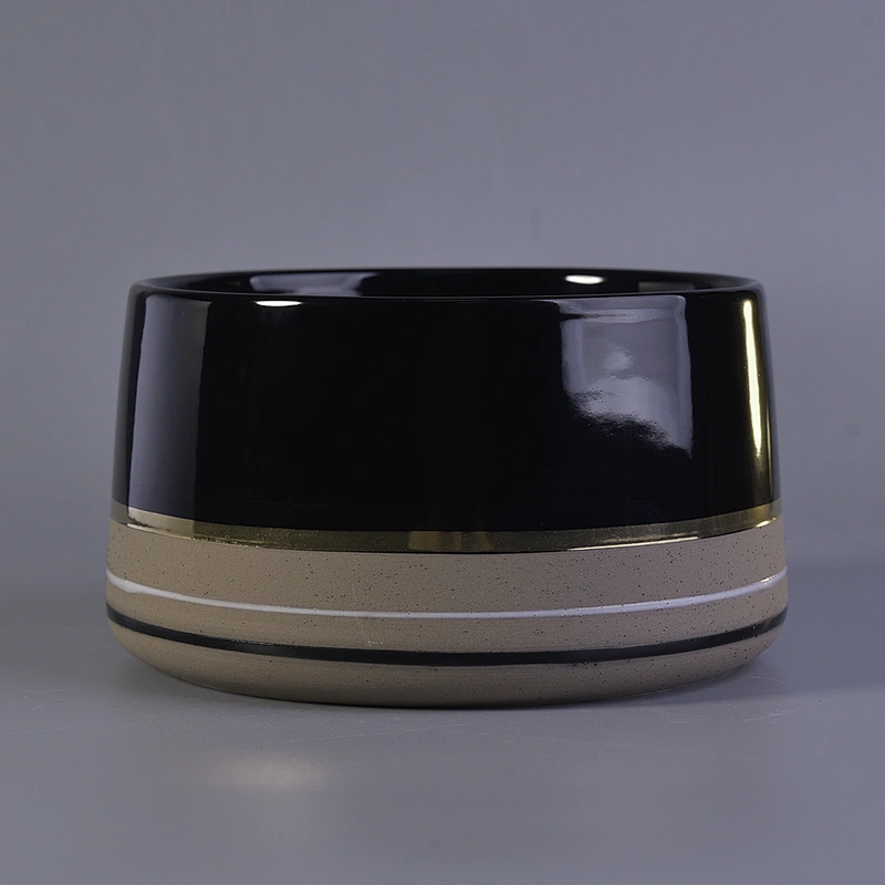 Sunny new design black empty large Ceramic Candle Containers