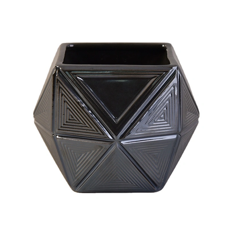 10oz 14oz Sunny black Hexagon scented glass candle holder