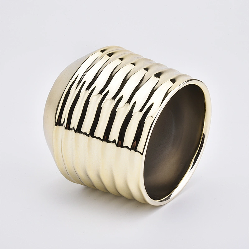 Wholesale Luxury Gold Ceramic Candle Vessels