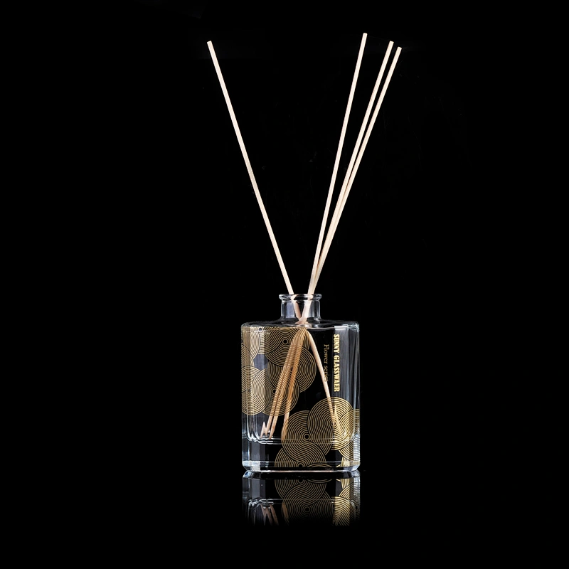 Luxury custom square oil essential reed diffuser glass bottle