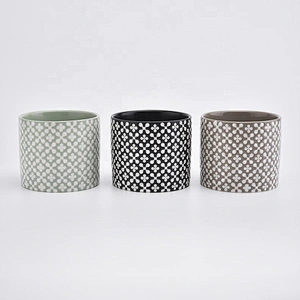 Light Green Glaze Ceramic Candle Container