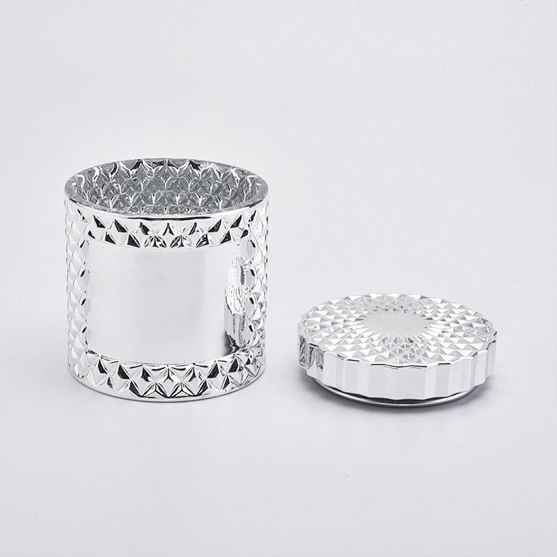 Luxury Silver Electroplating Candle Jar Glass For Wedding