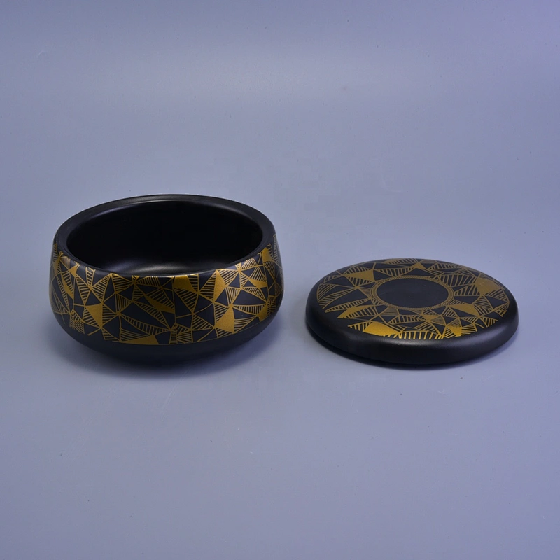 Sunny suppliers matte black scented ceramic candle holders with lids