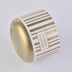 Sunny custom gold electroplated ceramic candle vessel for candles