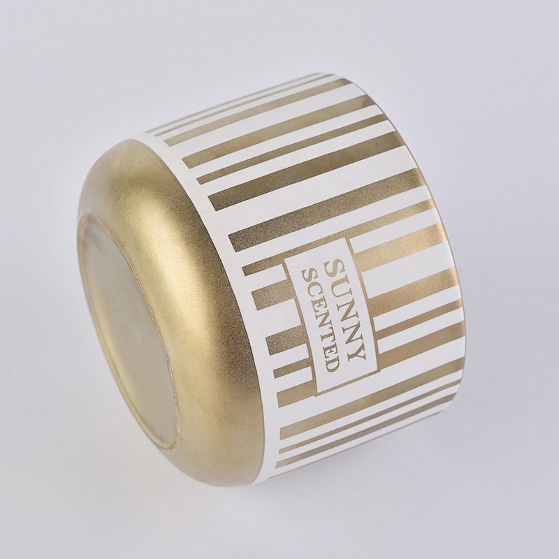 Sunny custom gold electroplated ceramic candle vessel for candles