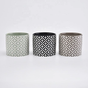 black ceramic candle vessels with silk screen printing