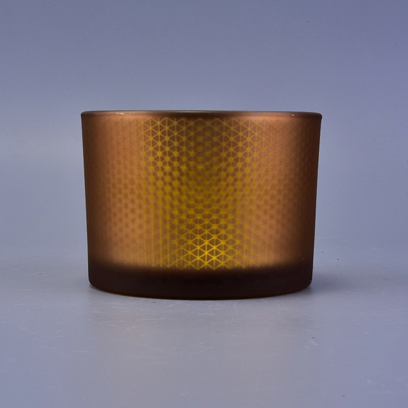 Sunny decorative large matte amber glass candle holder jar 8oz 10oz 20oz