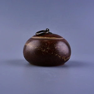 10oz Brown ceramic candle containers tin with lid