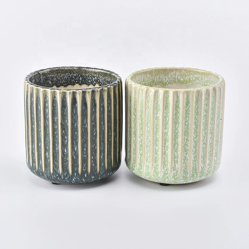 Stripe Ceramic Candle Holders decorative Candle container