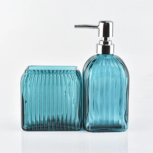 380ml spray light green glass bath accessories sets glass tumbler for bathroom