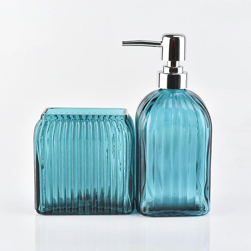380ml spray light green glass bath accessories sets glass tumbler for bathroom