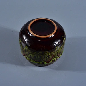 Chinese green porcelain candle ceramic vessel with cover