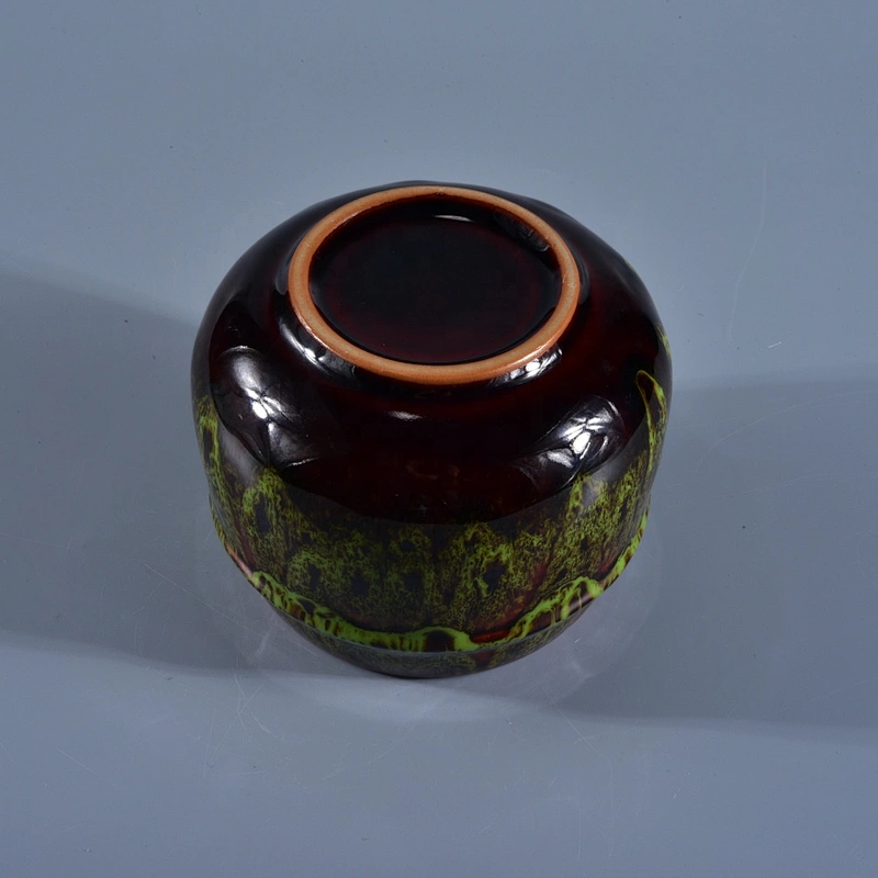 Chinese green porcelain candle ceramic vessel with cover