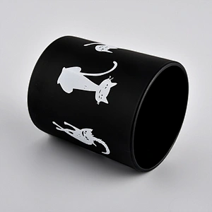 Matte Black Glass Candle Holder With Custom Logo