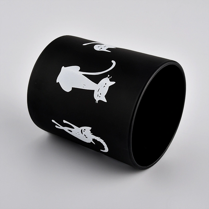 Matte Black Glass Candle Holder With Custom Logo