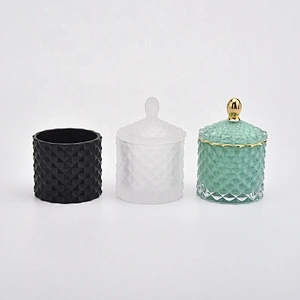 Geo cut black Glass Candle Holders customized in bulk