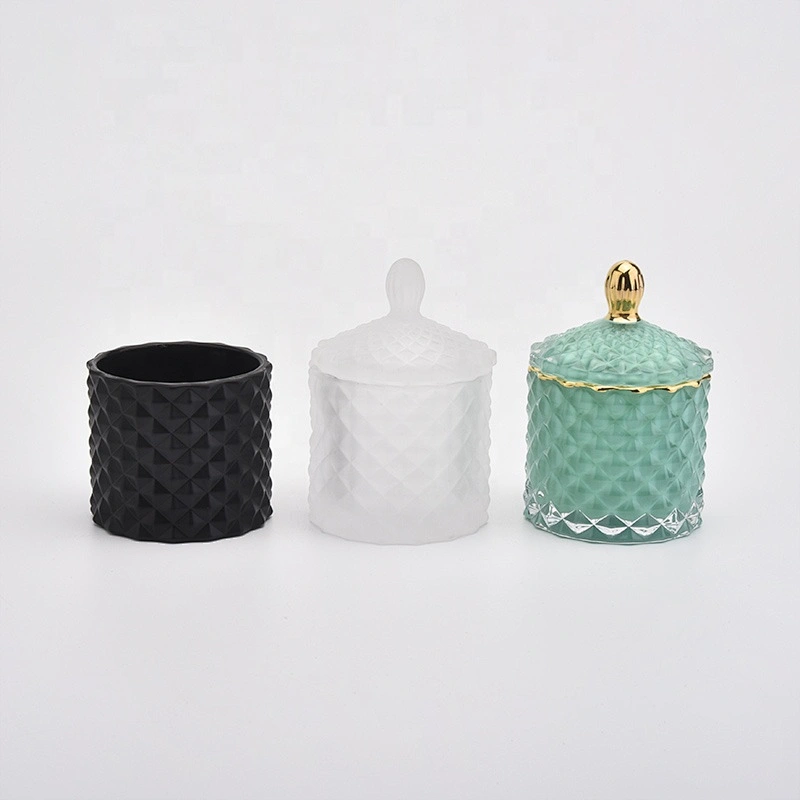 Geo cut black Glass Candle Holders customized in bulk