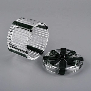 Sunny glassware luxury empty decorative glass candle holders with lids