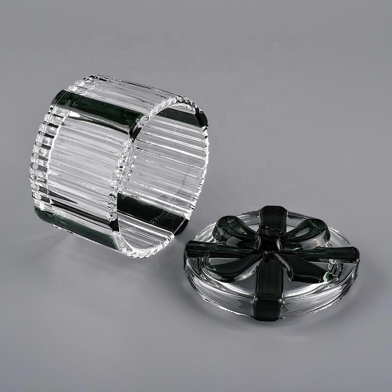 Sunny glassware luxury empty decorative glass candle holders with lids