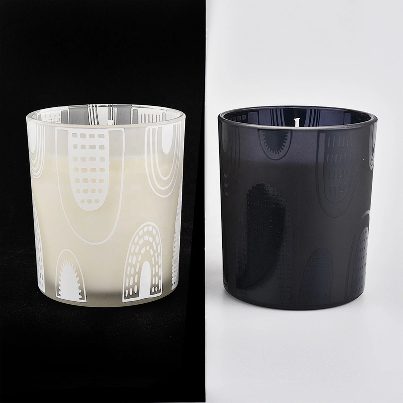 Sunny design luxury white and black matte glass candle jar holders