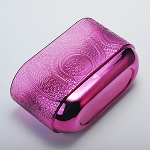 10oz chinese luxury pink glass candle jar with wooden lid