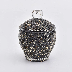 Customized Glass Candle holder with lid wedding decoration