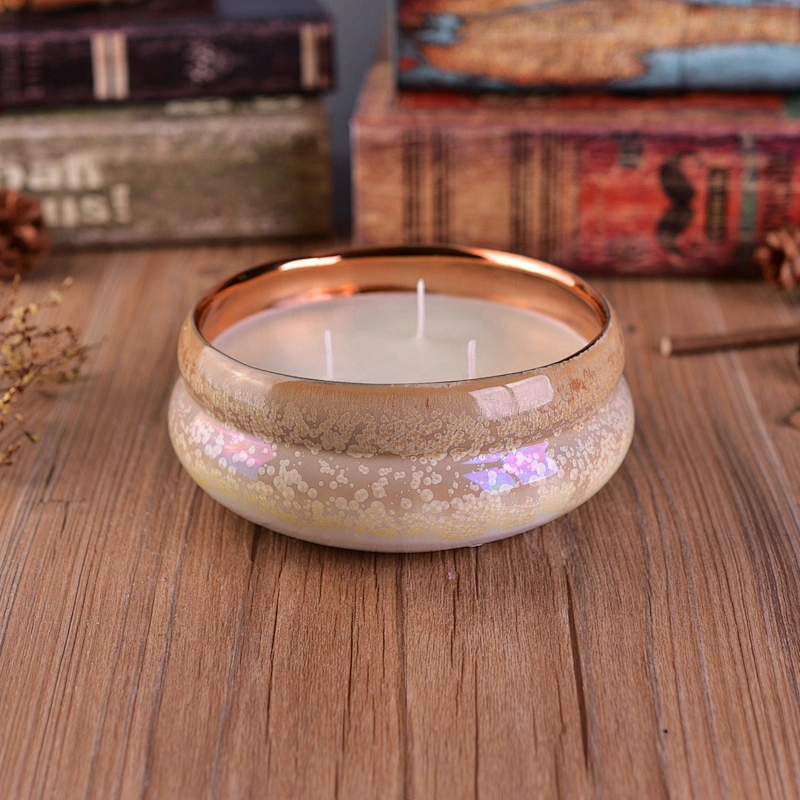 Wholesales gourd shape luxury tealight scented ceramic candle container