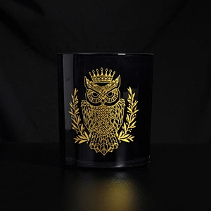 Wholesales customized black printed glass candle holder for home decor