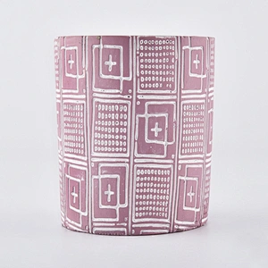 Wholesales cylinder pink Ceramic Candle jars 10oz