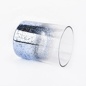 10 oz Crystal blue mercury wedding glass candle holders