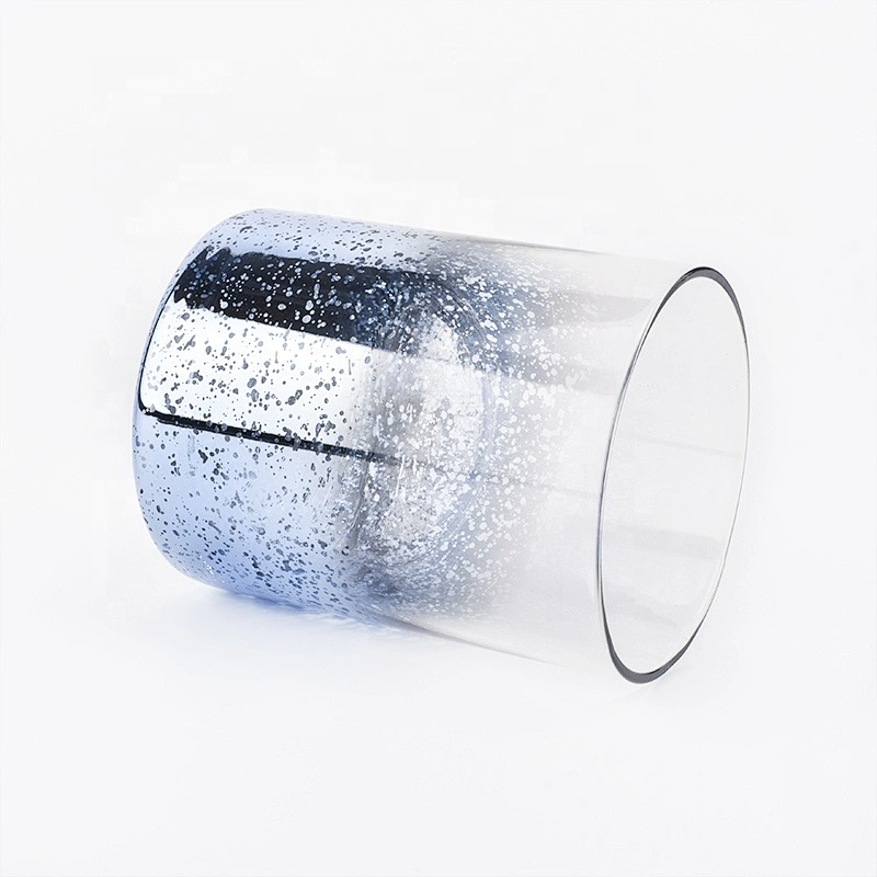 10 oz Crystal blue mercury wedding glass candle holders