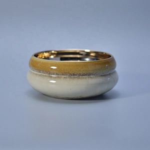 Wholesales luxury large electroplated gold ceramic candle container