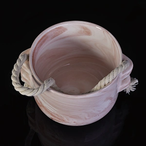 10oz Sunny pink decorative custom empty ceramic candle jar with hemp rope