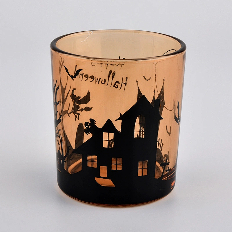 Halloween Decorative 8oz Amber Glass Candle Holder