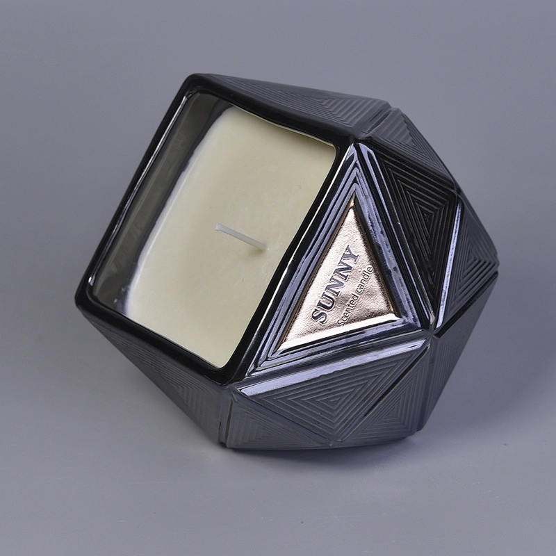 New design Custom empty black glass candle jars in bulk