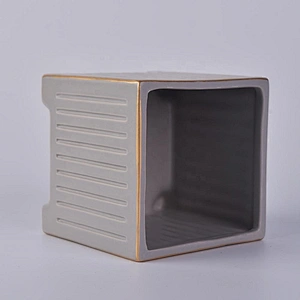 Luxury square grey candle ceramic vessel wholesales