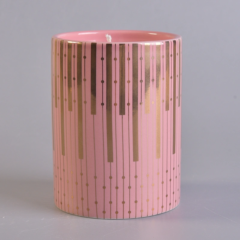 Real Gold Decal Ceramic Candle Jar