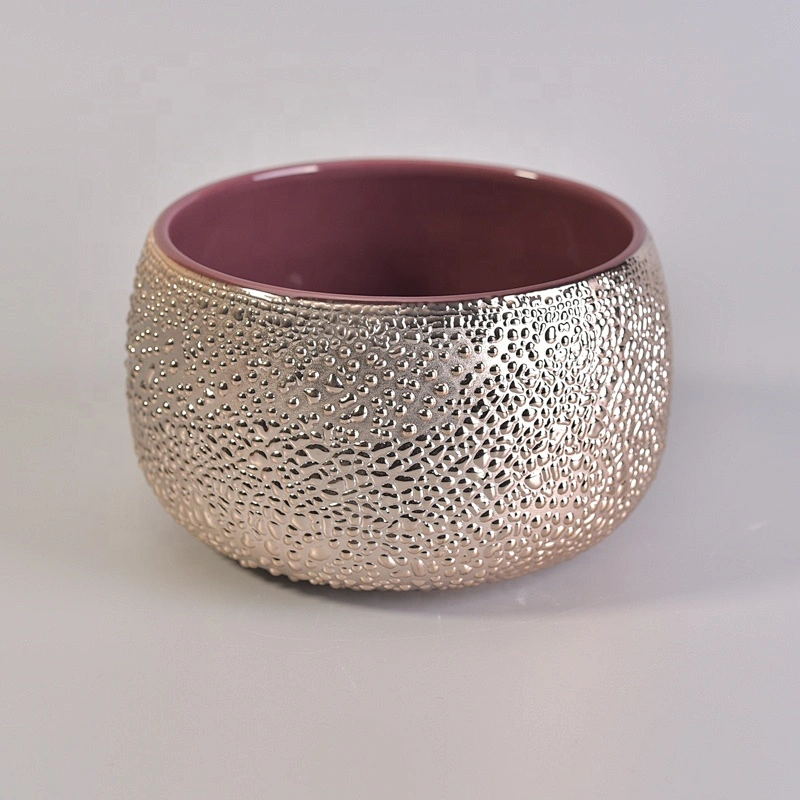 Wholesales customized empty golden ceramic candle containers
