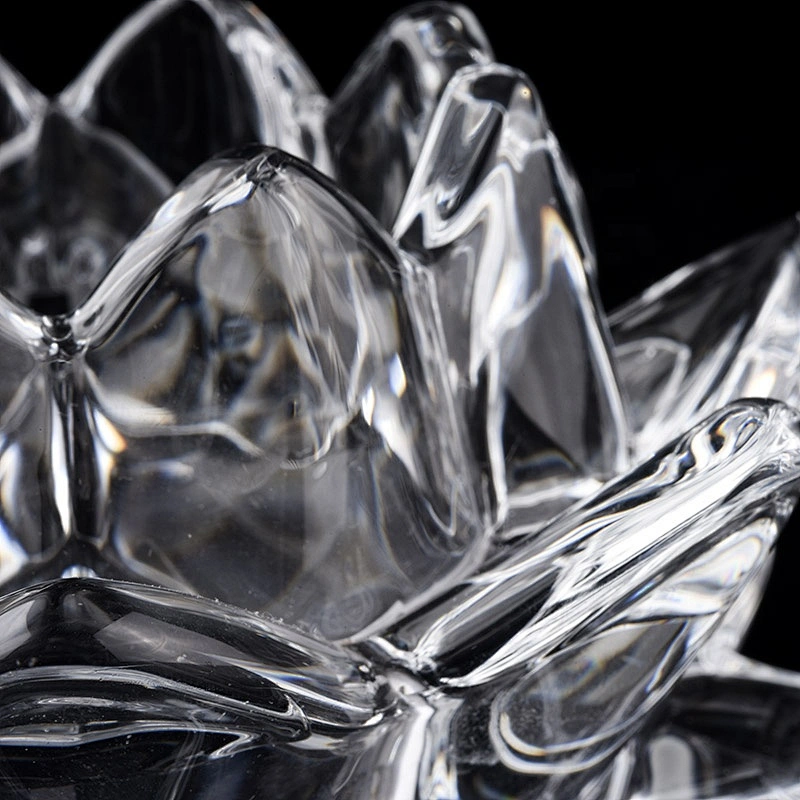 8oz 10oz Wholesales flower lotus geometric crystal glass candle container