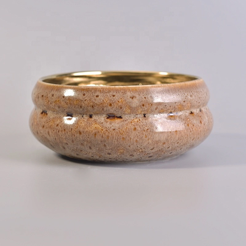 10oz 120z 14oz Sunny golden electroplated empty ceramic candle holders