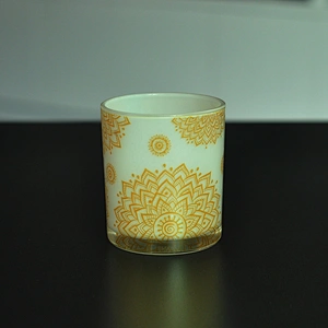 26+years brand cooperation 10oz flower printing custom glass candle holder