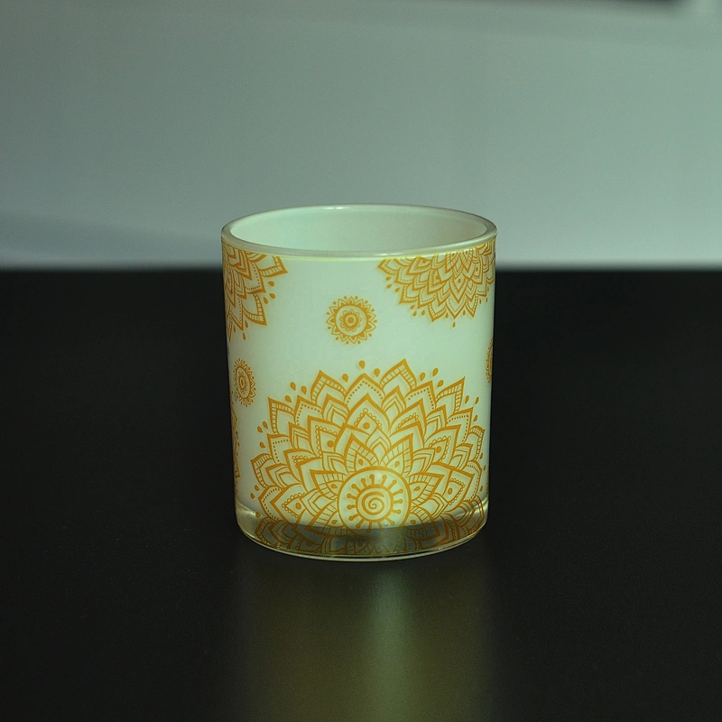 26+years brand cooperation 10oz flower printing custom glass candle holder