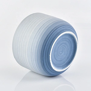 Wholesales custom empty blue frosted ceramic candle holders