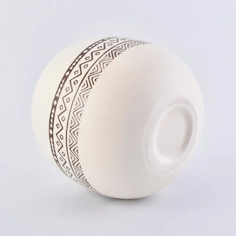 Ball Shaped Round Ceramic Candle Container With Lids