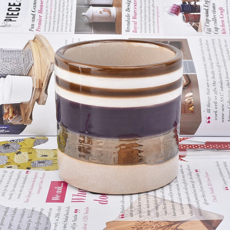 350ml Cylinder brown ceramic candle jar home decor