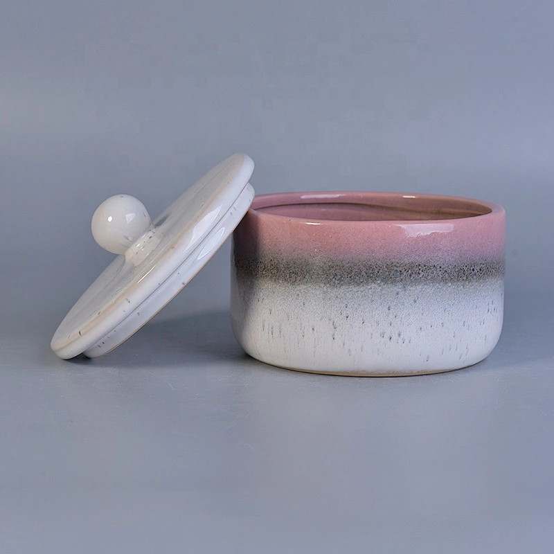 10oz 12oz 14oz Home decor ceramic candle jar with lid