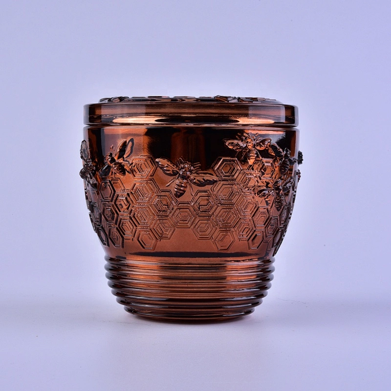 Wholesales luxury tealight glass candle container with gold lid