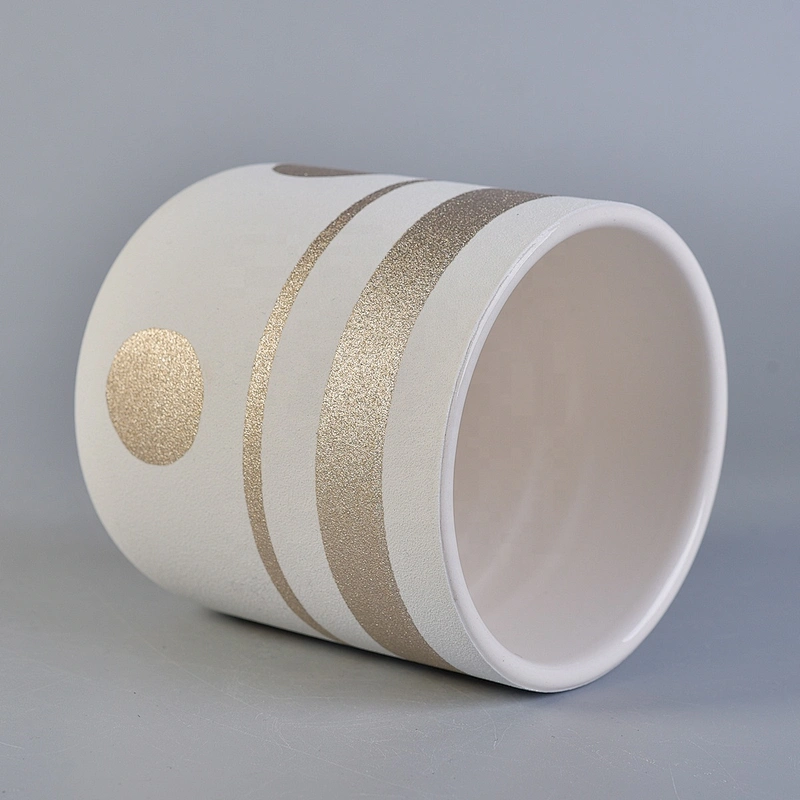 Luxury empty matte cylinder ceramic candle holder jars