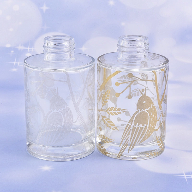 145ml Cylinder golden decal glass diffuser bottle glass perfume bottle fragrance personal care